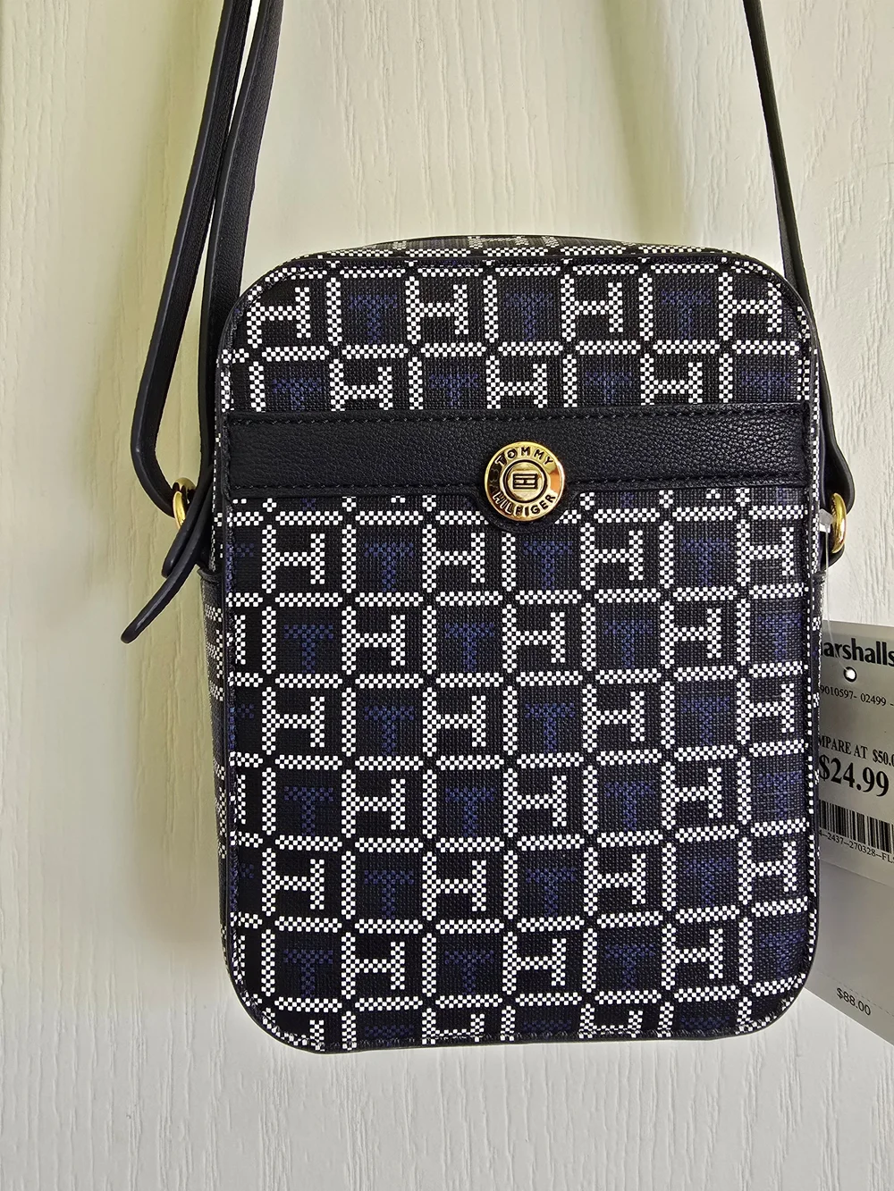 NWT Tommy Hilfiger Minimalist Navy & White Monogram Mini Crossbody Bag